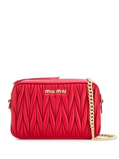 Miu Miu matelassé logo plaque camera bag