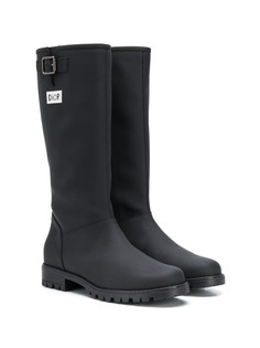 Baby Dior logo patch zipped boots