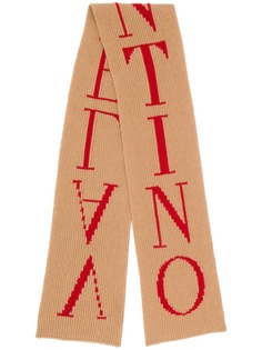 Valentino шарф в рубчик с логотипом