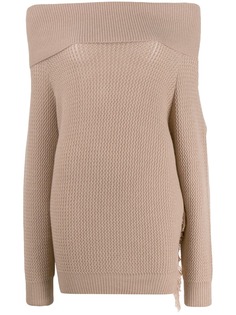 Stella McCartney вязаный свитер с бахромой и открытыми плечами