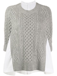 Sacai cable-knit top with shirt-style back
