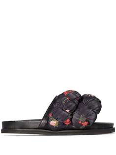 Simone Rocha black floral print braid slides