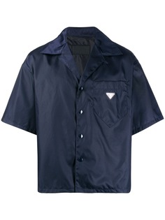 Prada logo plaque bowling shirt