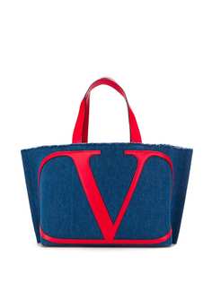 Valentino Valentino Garavani Vlogo denim tote bag