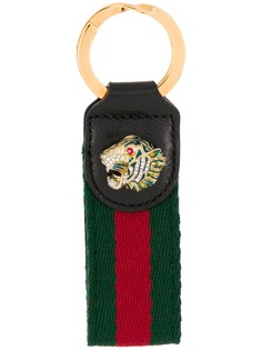 Gucci tiger motif Web stripe keyring