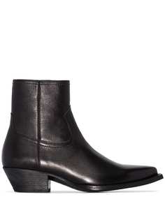 Saint Laurent Black Lukas 40 leather cowboy boots