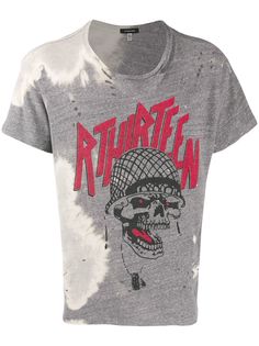 R13 bleach-effect graphic print T-shirt
