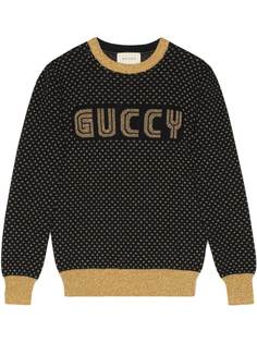 Gucci трикотажный топ с логотипом Guccy