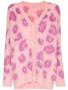 Miu Miu трикотажный кардиган с леопардовым принтом