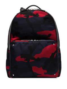 Valentino red and blue Garavani camo-print backpack