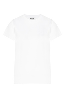 Белая футболка с вышитыми логотипами Balenciaga