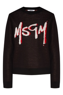 Черный джемпер с контрастным логотипом Msgm