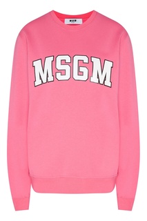 Розовый свитшот с монограммой бренда Msgm