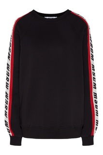 Черный свитшот с полосами на рукавах Msgm