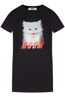 Черная футболка с контрастным принтом Msgm