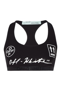 Черный топ с надписями Off White