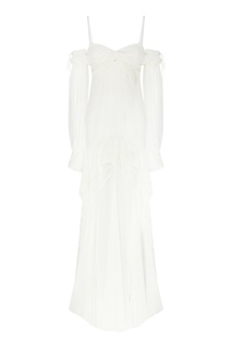 Белое шифоновое платье с открытыми плечами Jonathan Simkhai