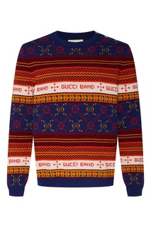 Разноцветный джемпер со скандинавским орнаментом Gucci Man
