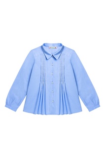 Голубая блузка со складками Bonpoint