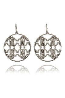 Серебристые серьги с логотипом Roberto Cavalli
