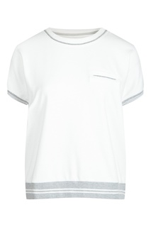Белая футболка с отделкой в рубчик Eleventy