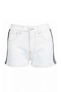Белые джинсовые шорты с лампасами Gcds