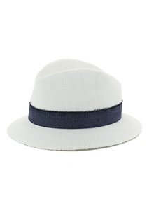 Белая шляпа с контрастной лентой Eleventy