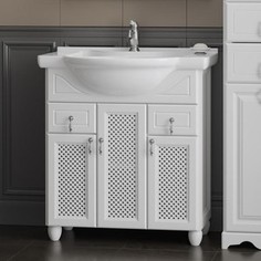 Тумба с раковиной Opadiris Тибет 80 белый матовый, с решеткой (Z0000012647 + 28209)
