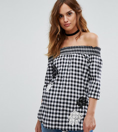 Топ в клеточку с вышивкой River Island - Мульти