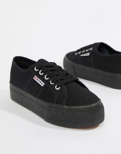 Черные кроссовки на платформе Superga 2790 linea - Черный