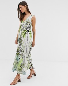 Платье макси со сборками и тропическим принтом ASOS DESIGN - Мульти
