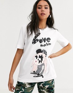 Футболка с принтом девушки-панка и логотипом Love Moschino - Белый
