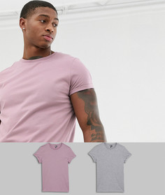 Набор футболок с круглым вырезом и отворотами на рукавах ASOS DESIGN 2 шт.