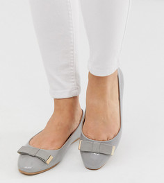 Серые балетки для широкой стопы с бантом ASOS DESIGN Lexy