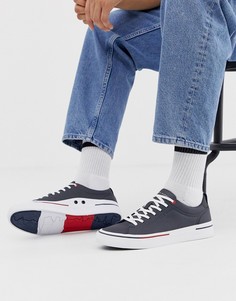 Темно-синие прорезиненные кожаные кроссовки Tommy Hilfiger corporate - Темно-синий