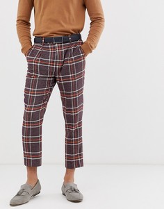 Фиолетовые брюки скинни из полушерстяной ткани в клетку ASOS DESIGN - Фиолетовый