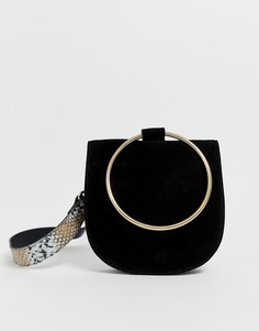 Кожаная сумка с кольцом и змеиным рисунком на ремешке Urbancode - Черный