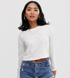 Белая свободная футболка с добавлением льна ASOS DESIGN Petite - Белый