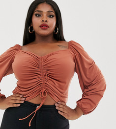 Топ с квадратным вырезом и присборенной отделкой ASOS DESIGN Curve - Мульти