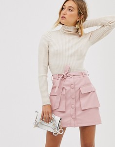 Мини-юбка на пуговицах с карманами в стиле милитари ASOS DESIGN - Розовый
