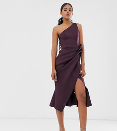Платье-футляр миди на одно плечо с оборкой ASOS DESIGN Tall - Фиолетовый