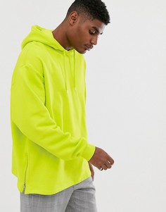 Ярко-зеленый oversize-худи с молниями по бокам ASOS DESIGN - Зеленый