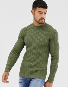 Зеленый легкий обтягивающий джемпер крупной вязки ASOS DESIGN - Зеленый