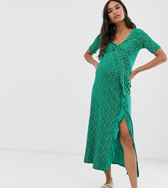 Платье макси с длинными рукавами и запахом ASOS DESIGN Maternity - Мульти