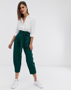 Суженные книзу брюки длиной до щиколотки с завязкой на талии ASOS DESIGN - Зеленый