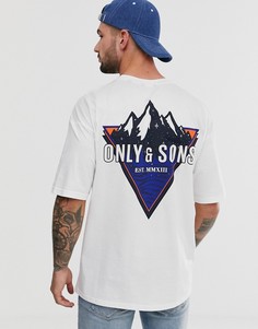 Белая oversize-футболка с принтом Only & Sons - Белый