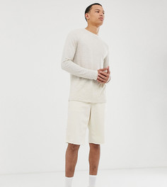 Светло-бежевый льняной лонгслив в полоску ASOS DESIGN Tall - Белый