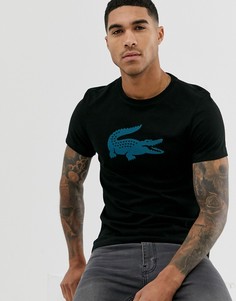 Черная футболка с большим логотипом в виде крокодила на груди Lacoste - Черный