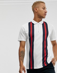 Светло-бежевое поло с полосками в стиле боулинг Topman - Кремовый