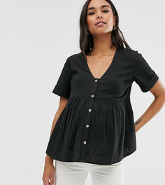 Топ на пуговицах из жатой ткани ASOS DESIGN Maternity - Черный